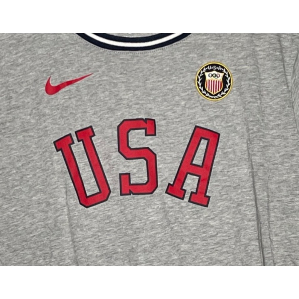 Nike Team USA T-shirt Women's XL Gray Olympic Crest Logo Short Sleeve USA
